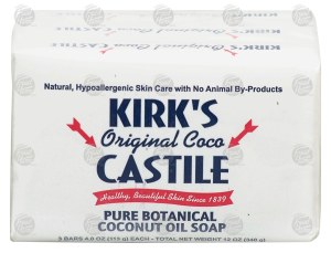 Kirk's Castile original coco bar, pure botanical coconut oil soap, all natural, 3-count 12 ounce