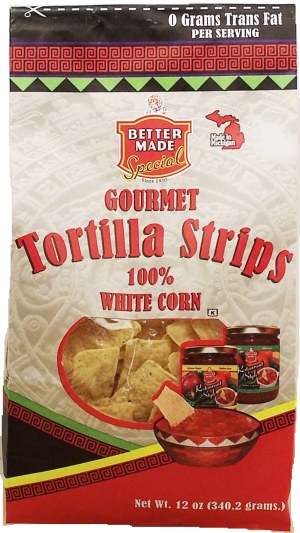 Better Made gourmet tortilla strips, 100% white corn 12 ounce