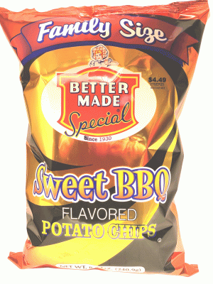Better Made Family Size Sweet BBQ flavored potato chips 8.5 ounce