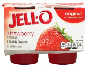Jell-o strawberry flavor gelatin snacks, 4-cups, refrigerated item 13.5 ounce