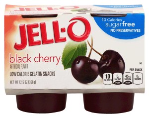 Jell-o black cherry low calorie gelatin snacks, sugar free, 4 cups, refrigerated item 12.5 ounce