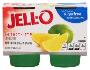 Jell-o lemon-lime low calorie gelatin snacks, sugar free, 4-cups, refrigerated item 12.5 ounce