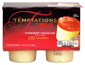 Jell-o Temptations strawberry cheesecake snacks, 4 cups, refrigerated item 14.1 ounce