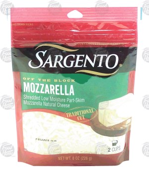 Sargento(R) Off the Block mozzarella traditional cut shredded cheese 8 ounce