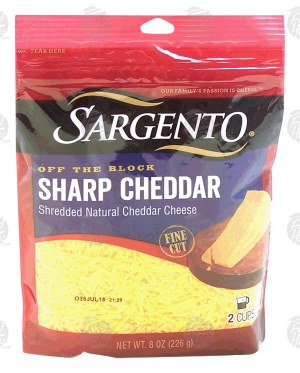 Sargento(R) Off the Block sharp cheddar fine cut cheese 8 ounce