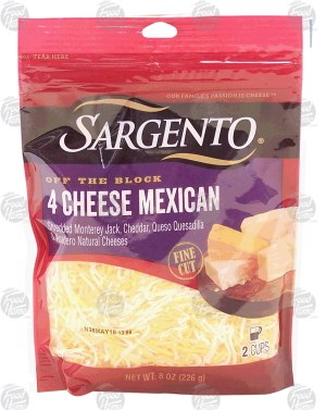 Sargento(R) Off the Block 4 cheese mexican; monterey jack, cheddar, queso & asadero cheese 8 ounce