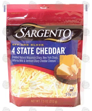 Sargento(R) Off the Block 4 state cheddar shredded cheese 7.5 ounce