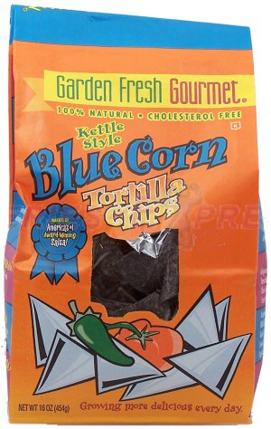 Garden Fresh Naturals kettle style blue corn tortilla chips, 100% natural 16 ounce