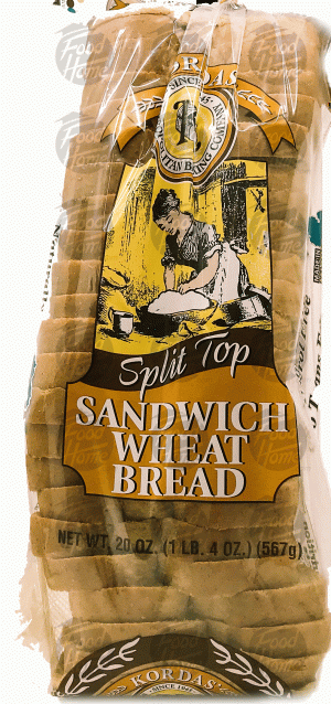 Korda's wheat bread, sandwich, split top sliced loaf 20 ounce