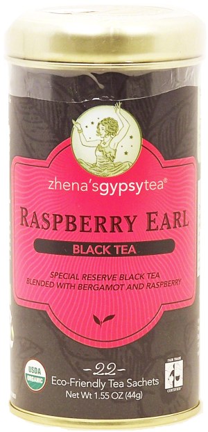 Zhena's gypsy tea raspberry earl black tea, blended with bergamot and raspberry, 22-sachets 1.55 ounce