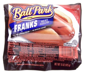 Ball Park franks made with chicken & pork, 8 ct 15 ounce