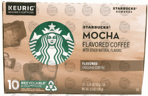 Starbucks mocha flavored ground coffee, 10 ct., box 3.5 ounce