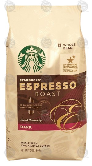 Starbucks Espresso Roast rich & caramelly, dark roast whole bean coffee, 100% arabica coffee 12 ounce