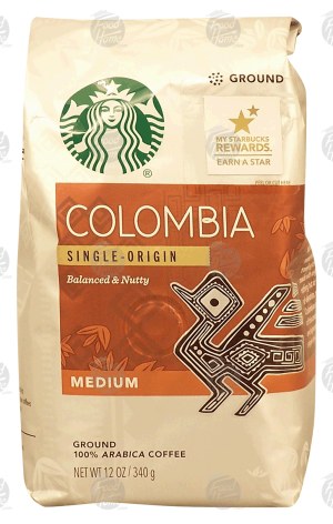Starbucks Colombia single-origin, balanced & nutty, medium roast ground coffee, 100% arabica coffee 12 ounce