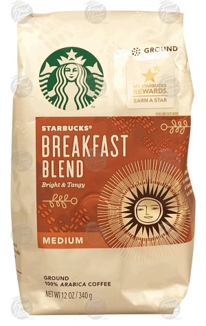 Starbucks Breakfast Blend bright & tangy, medium ground coffee, 100% arabica coffee 12 ounce