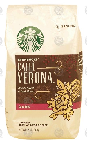 Starbucks Caffe Verona roasty sweet & dark cocoa, dark roast ground coffee, 100% arabica coffee 12 ounce