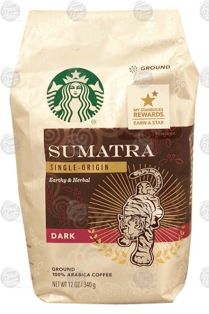 Starbucks Sumatra single-origin, earthy & herbal, dark roast ground coffee, 100% arabica coffee 12 ounce