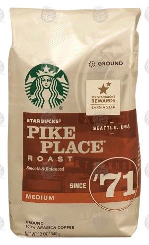 Starbucks Pike Place Roast medium roast ground coffee, 100% arabica coffee 12 ounce