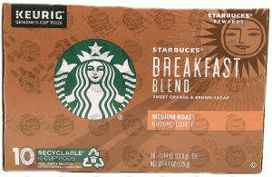 Keurig Starbucks breakfast blend, medium roast ground coffee, 10 k-cups 4.4 ounce