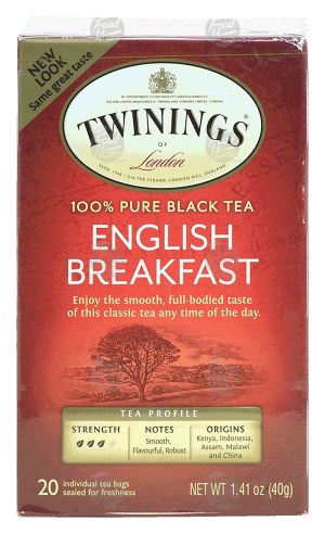 Twinings Of London english breakfast, 100% pure black tea, 20 tea bags 1.41 ounce