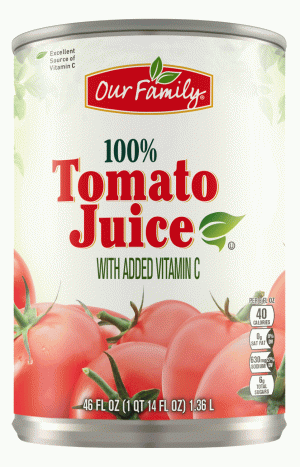 Our Family tomato juice, 100% juice 46 fluid ounce