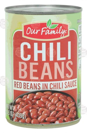 Our Family chili beans, red beans in chili sauce 15 ounce