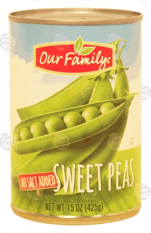 Our Family sweet peas, no salt added 15 ounce