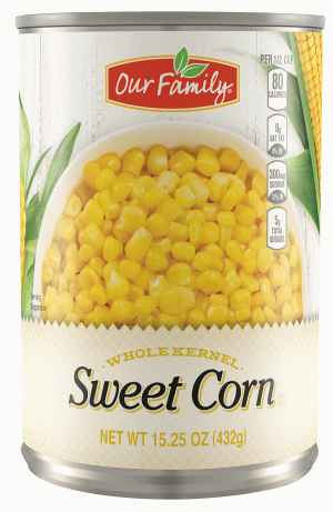 Our Family sweet corn, whole kernel 15.25 ounce