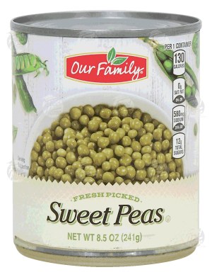 Our Family sweet peas, fresh picked 8.5 ounce