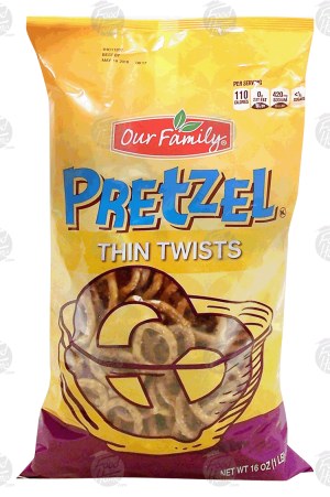 Our Family thin twists pretzels 16 ounce