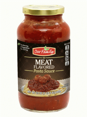 Our Family meat flavored pasta sauce 24 ounce