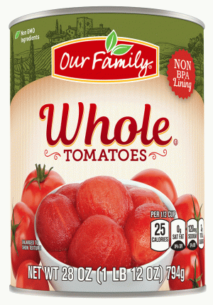 Our Family whole peeled tomatoes 28 ounce