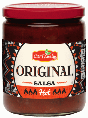 Our Family hot salsa, original 15.5 ounce