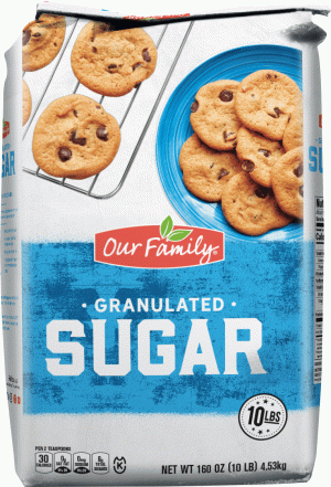 Our Family sugar, pure granulated 10 pound
