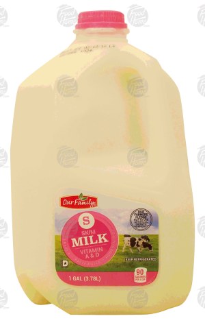 Our Family skim milk, vitamin a & d 1 gallon