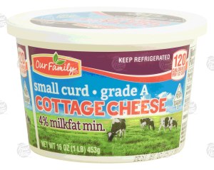 Our Family cottage cheese, small curd, 4% milkfat 16 ounce