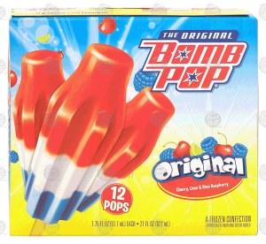Bomb Pop original cherry, lime, blue raspberry frozen confection, 12-count 21 fluid ounce