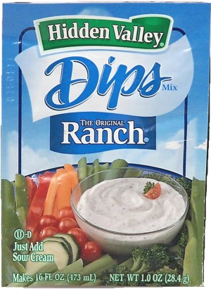 Hidden Valley Dips original ranch dip dry mix just add sour cream makes 16 fl. oz. 1 ounce