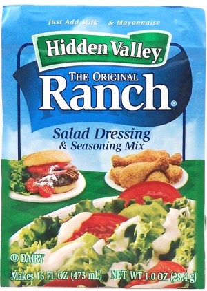 Hidden Valley original ranch seasoning & salad dressing dry mix just add milk & mayonnaise makes 16 fl. oz. 1 ounce