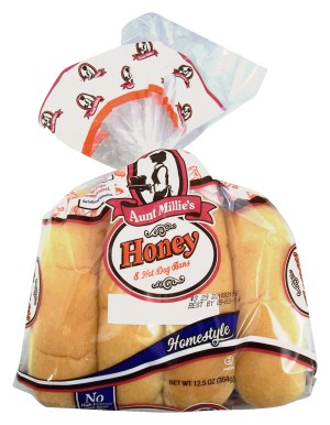 Aunt Millie's Homestyle Honey 8 Ct Hot Dog Buns 12.5 ounce