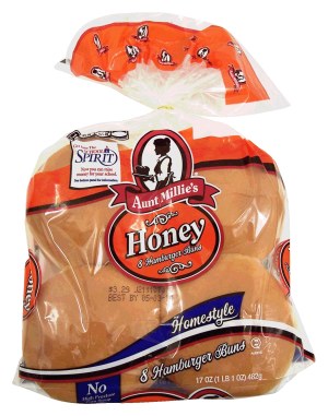 Aunt Millie's Homestyle Hamburger Buns, Honey 8 Ct 17 ounce