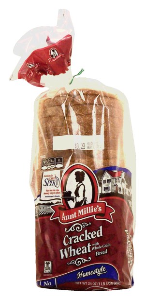 Aunt Millie's Homestyle cracked wheat with whole grain sliced bread loaf 24 ounce