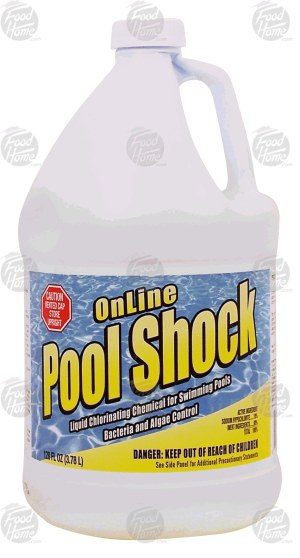 OnLine pool shock; liquid chlorinating chemical for swimming pools 128 fluid ounce