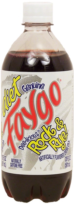 Faygo Rock & Rye! diet flavored creme cola soda, caffeine free, sugar free 20 fluid ounce