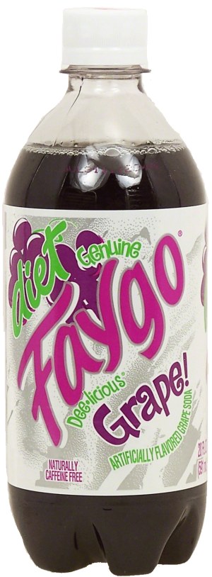 Faygo diet grape flavor soda, caffeine free 20 fluid ounce