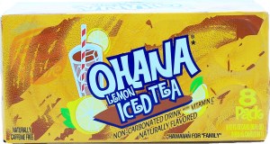 Ohana lemon iced tea, non carbonated, caffeine free, 12-fluid ounce cans 8 pack