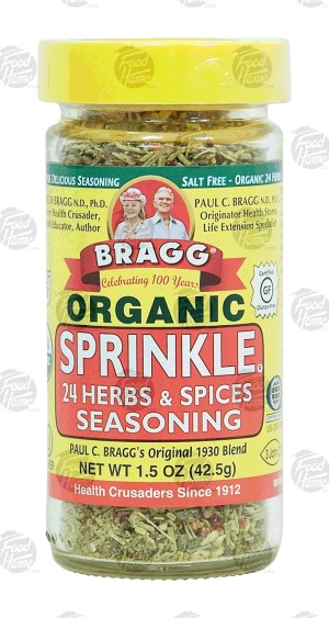 Bragg organic sprinkle; 24 herbs & spices seasoning, salt free 1.5 ounce