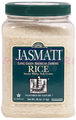 Rice Select jasmati long grain american jasmine rice snowy white, soft grains 36 ounce
