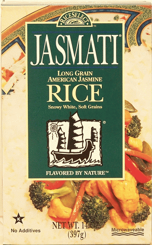 Rice Select Jasmati long grain american jasmine rice, snowy white, soft grains 14 ounce