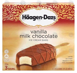 Haagen-Dazs vanilla milk chocolate ice cream bars, 3 bars 9 fluid ounce